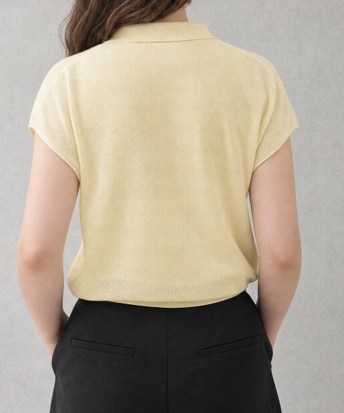 JOCOSA(ジョコサ)の「半袖 ニットポロ(ポロシャツ・レディース・レンガ/イエロー/ネイビー/ライトグレー/ホワイト・FREE)」の19枚目の写真
