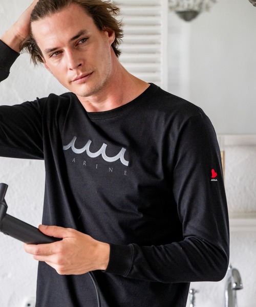 muta marine(ムータ・マリン)の「muta MARINE/ムータ マリン/別注Wave Marine LS TEE(Tシャツ/カットソー・メンズ・ブラック/ホワイト・LARGE/X-LARGE/MEDIUM)」の3枚目の写真