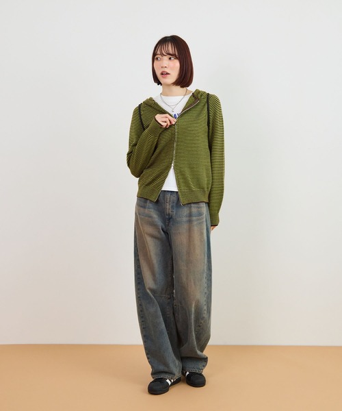 ABYS(アビス)の「ボーダーニットダブルジップパーカー(パーカー・レディース・ピンク/ブルー/グリーン系その他・FREE)」の12枚目の写真