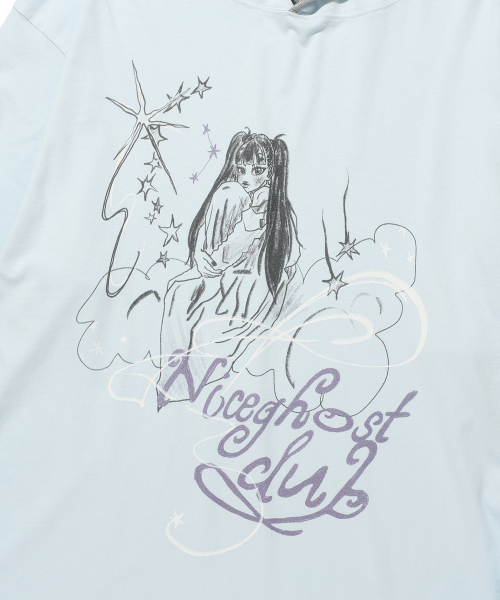 NICE GHOST CLUB（ナイスゴーストクラブ）の「DREAMING GIRL ビッグビッグ フード付き長袖Tシャツ ライトブルー(NG2GFUT560A)（パーカー・レディース・ライトブルー・MEDIUM/SMALL）」の5枚目の写真