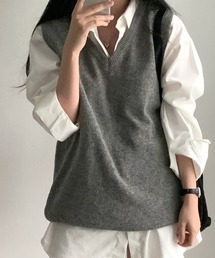 Vネック ニットベスト