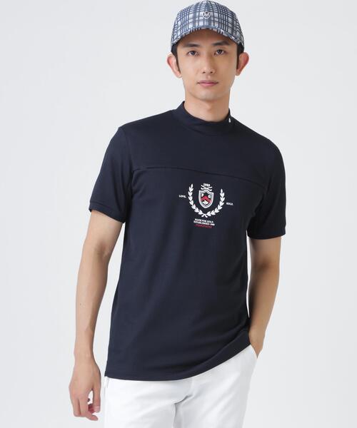 PEARLY GATES（パーリーゲイツ）の「２WAYトリコット半袖ハイネックカットソー (MENS)（Tシャツ/カットソー・メンズ・ネイビー/ホワイト/オレンジ・LARGE/X-LARGE/MEDIUM）」の2枚目の写真