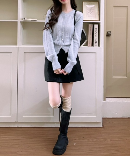 Ada.（エイダ）の「クロップド クルーネック ニットカーディガン（カーディガン/ボレロ・レディース・アイボリー/ブルー/グレー・FREE）」の16枚目の写真