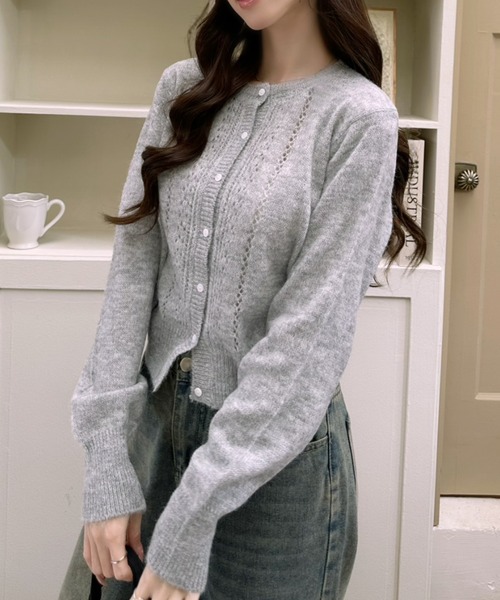 Ada.（エイダ）の「クロップド クルーネック ニットカーディガン（カーディガン/ボレロ・レディース・アイボリー/ブルー/グレー・FREE）」の8枚目の写真