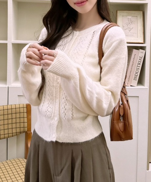 Ada.（エイダ）の「クロップド クルーネック ニットカーディガン（カーディガン/ボレロ・レディース・アイボリー/ブルー/グレー・FREE）」の19枚目の写真