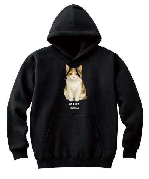 Moftique(モフティック)の「Moftique(モフティック) プルパーカー スウェット 裏毛 三毛猫 キャット ペット アニマル プリント トップス メンズ ユニセックス(パーカー・メンズ・ホワイト/ブラック/ヘザーグレー・XL/L/M)」の1枚目の写真