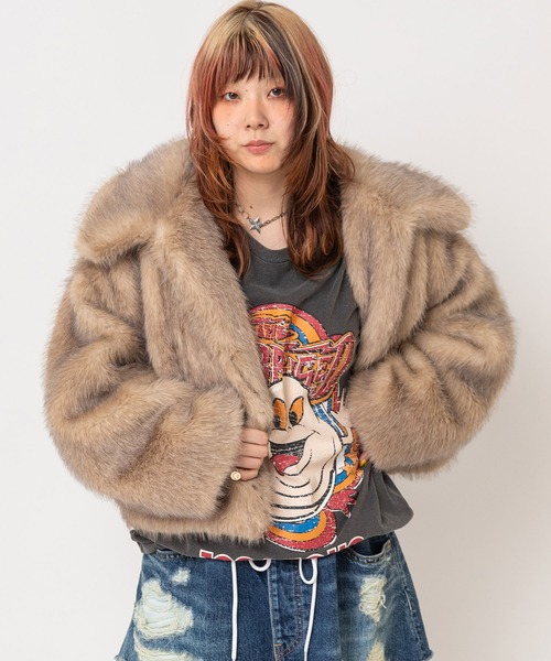 RNA（アールエヌエー）の「J2214 ボリュームファージャケット（その他アウター・レディース・レオパード/ベージュ・MEDIUM）」の3枚目の写真