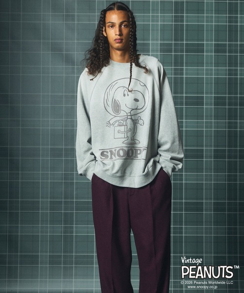 MAISON SPECIAL(メゾンスペシャル)の「《UNISEX》「PEANUTS」プライムオーバークルーネックスウェット/「PEANUTS」Prime-Over Crew Neck Sweatshirt【MAISON SPECIAL/メゾンスペシャル】(スウェット・メンズ・ブラック/サーモンピンク/グレー・0/1/2)」の21枚目の写真