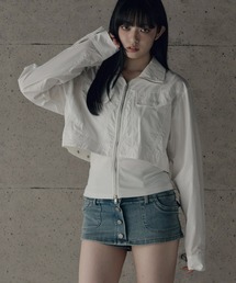 material mix flap design double zip top / 異素材フラシデザインダブルジップトップス