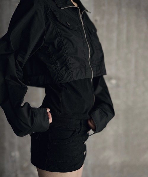 SOI.KUROI(ソイクロイ)の「material mix flap design double zip top / 異素材フラシデザインダブルジップトップス(ブルゾン・レディース・ホワイト/ブラック・FREE)」の12枚目の写真