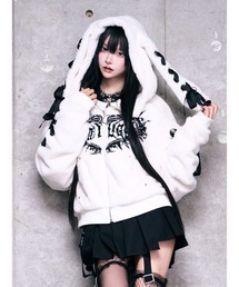 Amilige（アミリージュ）の「うさぎ耳ショート丈ファーZIPコート（その他アウター）」