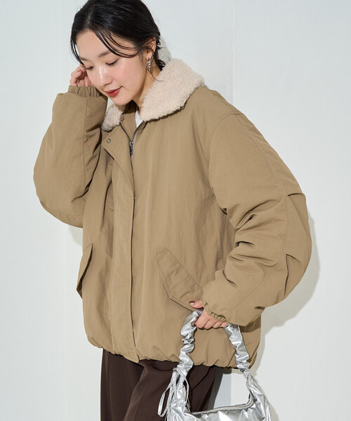 FREAK'S STORE(フリークスストア)の「限定展開 2way ボア 襟付き ジャケット(その他アウター・レディース・ブラック/オリーブ/ベージュ・フリ-)」の2枚目の写真