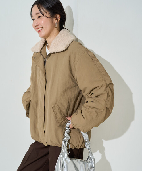 FREAK'S STORE(フリークスストア)の「限定展開 2way ボア 襟付き ジャケット(その他アウター・レディース・ブラック/オリーブ/ベージュ・フリ-)」の4枚目の写真