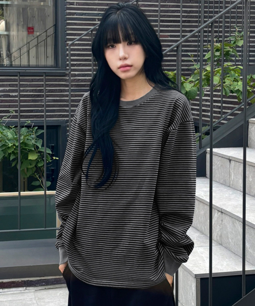 SCALLYWAG（スカリーワグ）の「ウォッシュドストライプロングスリーブ[ブラック]（Tシャツ/カットソー・レディース・その他・MEDIUM/LARGE）」の10枚目の写真