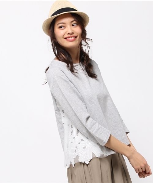 ikka（イッカ）の「サイドレースプルオーバー（Tシャツ/カットソー・レディース・ホワイト/グレー/ネイビー・LARGE/MEDIUM）」の3枚目の写真