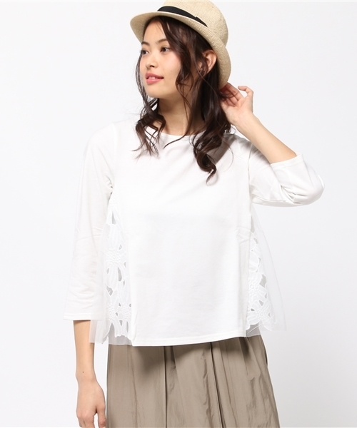 ikka（イッカ）の「サイドレースプルオーバー（Tシャツ/カットソー・レディース・ホワイト/グレー/ネイビー・LARGE/MEDIUM）」の2枚目の写真