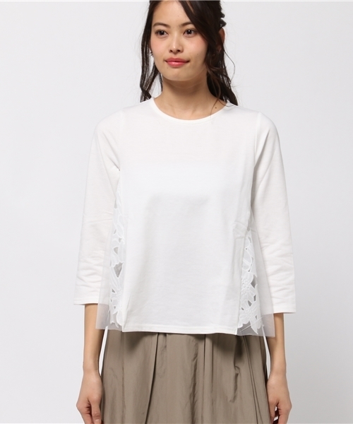 ikka（イッカ）の「サイドレースプルオーバー（Tシャツ/カットソー・レディース・ホワイト/グレー/ネイビー・LARGE/MEDIUM）」の4枚目の写真