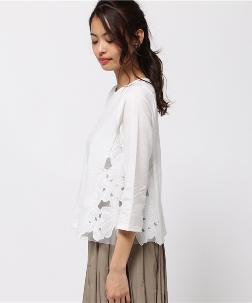 ikka（イッカ）の「サイドレースプルオーバー（Tシャツ/カットソー・レディース・ホワイト/グレー/ネイビー・LARGE/MEDIUM）」の5枚目の写真