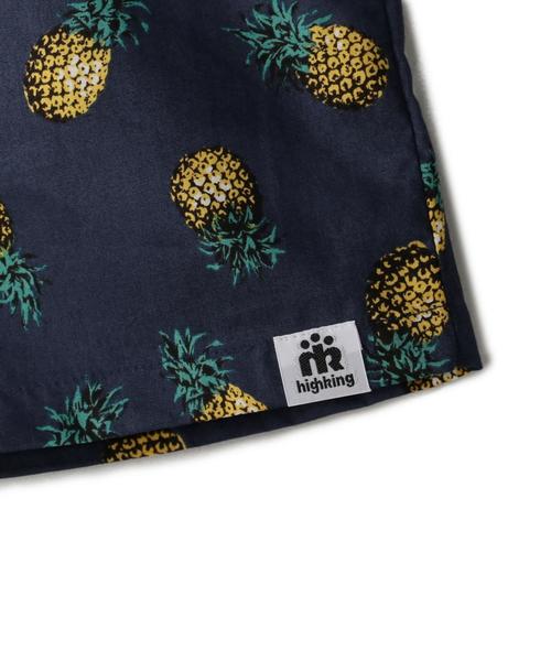highking（ハイキング）の「【KIDS】別注 HIGHKING(ハイキング) ジンベイ パイナップル（浴衣・キッズ・ネイビー・M(120-130c/S(100-110c)）」の2枚目の写真