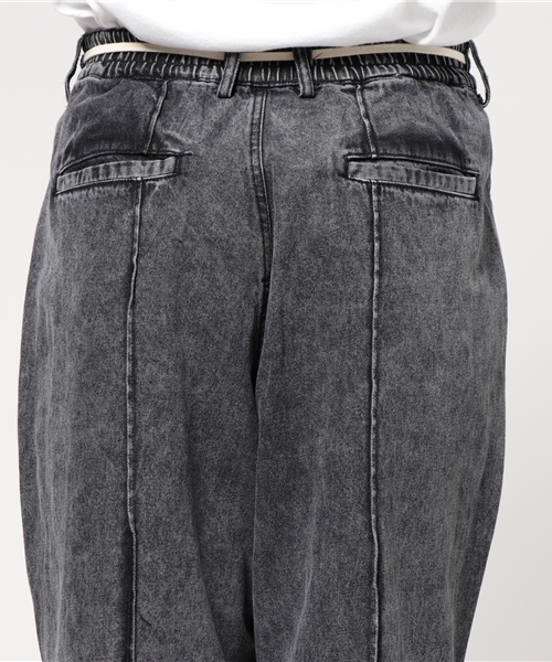 WEGO（ウィゴー）の「WEGO/センターラインデニムワイドパンツ（デニムパンツ・メンズ・ライトインディゴブルー/ブラック・LARGE/MEDIUM）」の6枚目の写真