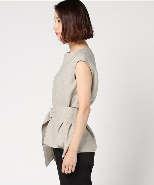 city（シティ）の「リネンライク2WAYブラウス（Tシャツ/カットソー・レディース・ベージュ・FREE）」の3枚目の写真