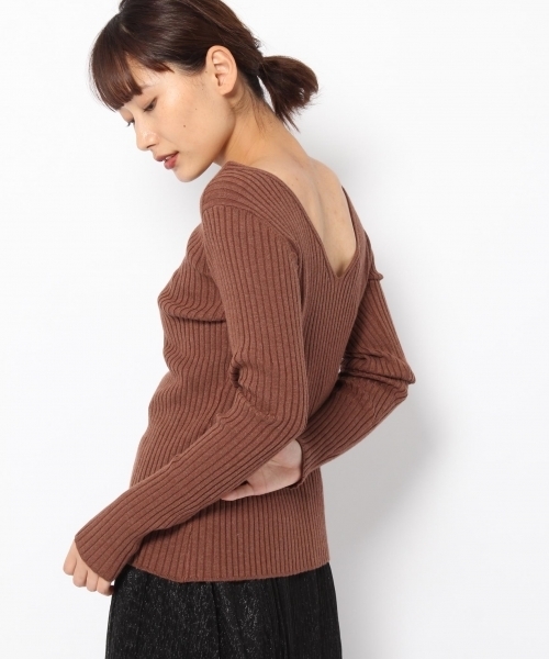 laboratory work(ラボラトリーワーク)の「2WAYネックリブニットプルオーバー(ニット/セーター・レディース・ホワイト/ブラック/ラベンダー/ブラウン系その他・MEDIUM)」の4枚目の写真