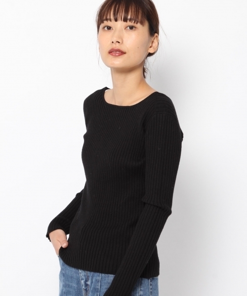 laboratory work(ラボラトリーワーク)の「2WAYネックリブニットプルオーバー(ニット/セーター・レディース・ホワイト/ブラック/ラベンダー/ブラウン系その他・MEDIUM)」の3枚目の写真