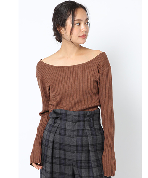 laboratory work(ラボラトリーワーク)の「2WAYネックリブニットプルオーバー(ニット/セーター・レディース・ホワイト/ブラック/ラベンダー/ブラウン系その他・MEDIUM)」の12枚目の写真