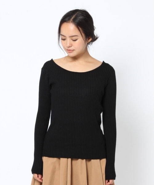 laboratory work(ラボラトリーワーク)の「2WAYネックリブニットプルオーバー(ニット/セーター・レディース・ホワイト/ブラック/ラベンダー/ブラウン系その他・MEDIUM)」の17枚目の写真