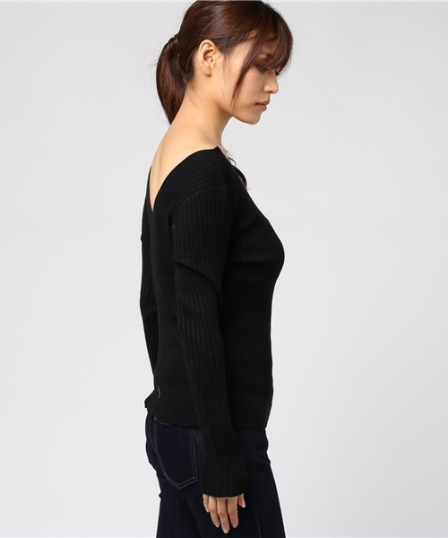 laboratory work(ラボラトリーワーク)の「2WAYネックリブニットプルオーバー(ニット/セーター・レディース・ホワイト/ブラック/ラベンダー/ブラウン系その他・MEDIUM)」の5枚目の写真