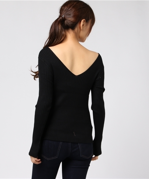 laboratory work(ラボラトリーワーク)の「2WAYネックリブニットプルオーバー(ニット/セーター・レディース・ホワイト/ブラック/ラベンダー/ブラウン系その他・MEDIUM)」の10枚目の写真