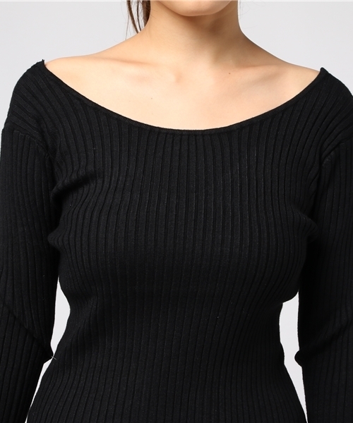 laboratory work(ラボラトリーワーク)の「2WAYネックリブニットプルオーバー(ニット/セーター・レディース・ホワイト/ブラック/ラベンダー/ブラウン系その他・MEDIUM)」の7枚目の写真