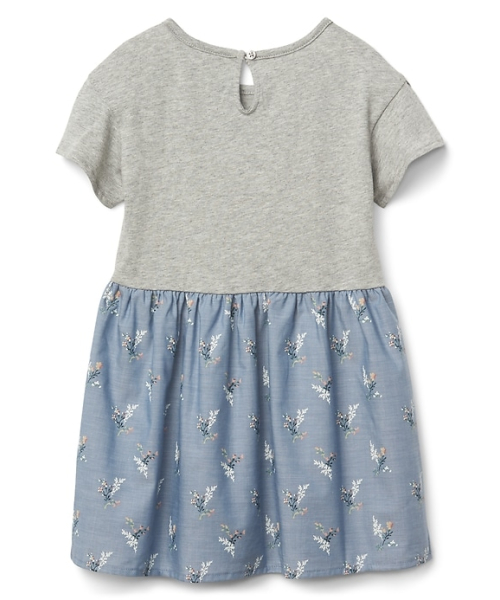 Gap 花柄ミックスファブリック ワンピース(シャンブレー) Gap 花柄ミックスファブリック ワンピース(シャンブレー)