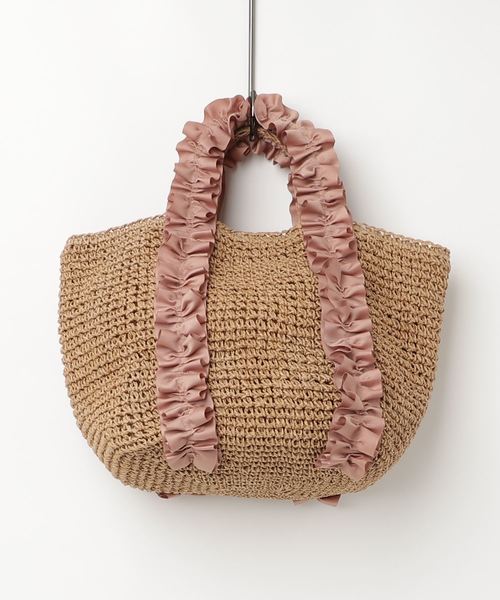 12Twelve Agenda（トゥエルブ　アジェンダ）の「フリルハンドルペーパートートバッグ（トートバッグ・レディース・ネイビー/グレー/キャメル/ベージュ・FREE）」の2枚目の写真