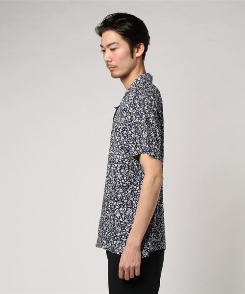HOUSTON(ヒューストン)の「【HOUSTON】PRINT OPEN COLLAR SHIRT(シャツ/ブラウス・メンズ・ベージュ/ネイビー・MEDIUM/LARGE/X-LARGE)」の3枚目の写真