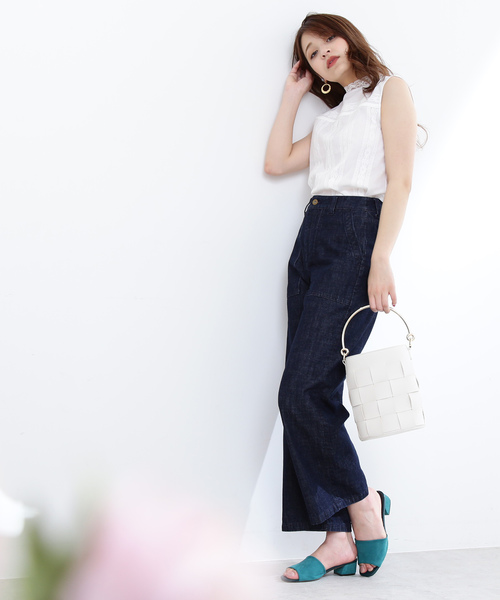 N.(N. Natural Beauty Basic)(エヌエヌナチュラルビューティーベーシック)の「ハイネックコットンレースブラウス(シャツ/ブラウス・レディース・ブラック/ホワイト・MEDIUM)」の7枚目の写真