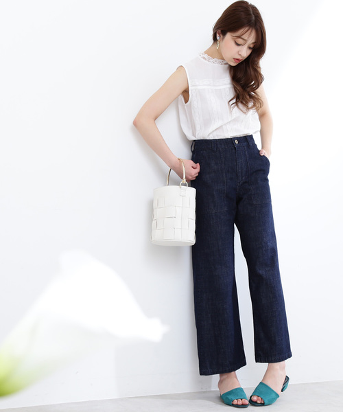 N.(N. Natural Beauty Basic)(エヌエヌナチュラルビューティーベーシック)の「ハイネックコットンレースブラウス(シャツ/ブラウス・レディース・ブラック/ホワイト・MEDIUM)」の8枚目の写真