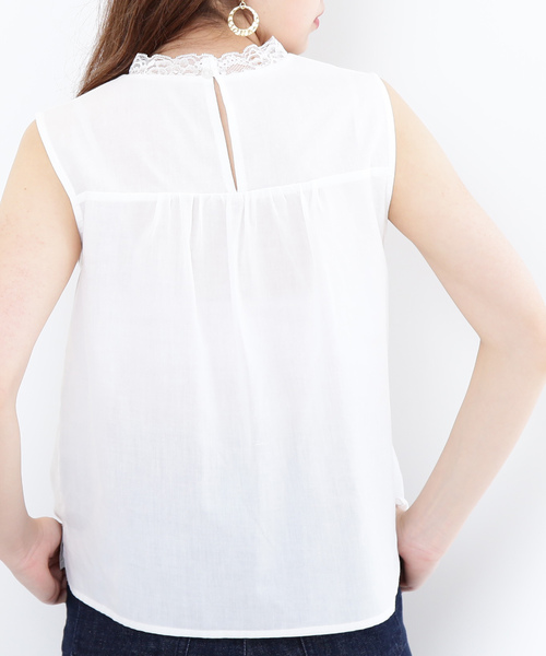 N.(N. Natural Beauty Basic)(エヌエヌナチュラルビューティーベーシック)の「ハイネックコットンレースブラウス(シャツ/ブラウス・レディース・ブラック/ホワイト・MEDIUM)」の14枚目の写真