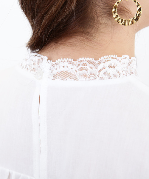 N.(N. Natural Beauty Basic)(エヌエヌナチュラルビューティーベーシック)の「ハイネックコットンレースブラウス(シャツ/ブラウス・レディース・ブラック/ホワイト・MEDIUM)」の16枚目の写真