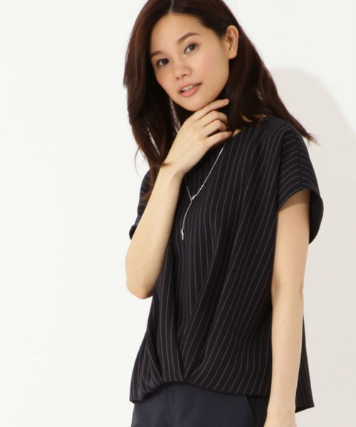 22 OCTOBRE（ヴァンドゥ－オクトーブル）の「ダブルサテンブラウス（シャツ/ブラウス・レディース・グレー/ダークネイビー・38）」の2枚目の写真