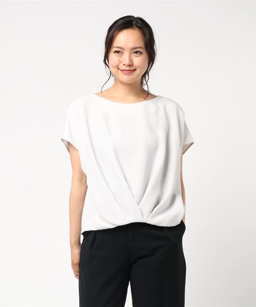 22 OCTOBRE（ヴァンドゥ－オクトーブル）の「ダブルサテンブラウス（シャツ/ブラウス・レディース・グレー/ダークネイビー・38）」の5枚目の写真