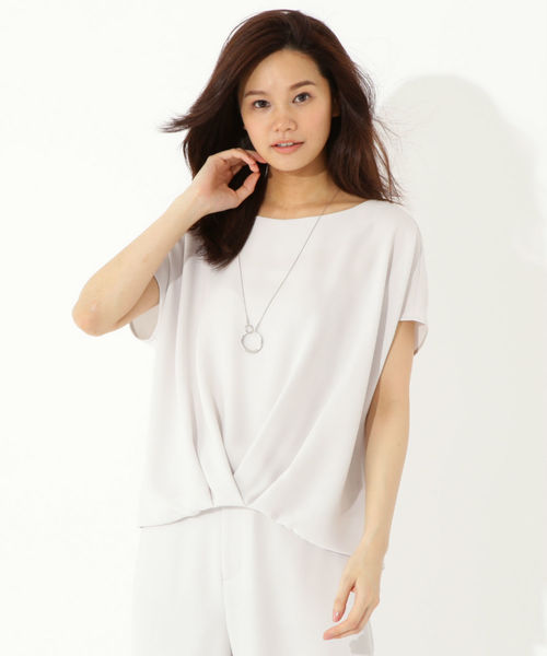 22 OCTOBRE（ヴァンドゥ－オクトーブル）の「ダブルサテンブラウス（シャツ/ブラウス・レディース・グレー/ダークネイビー・38）」の6枚目の写真