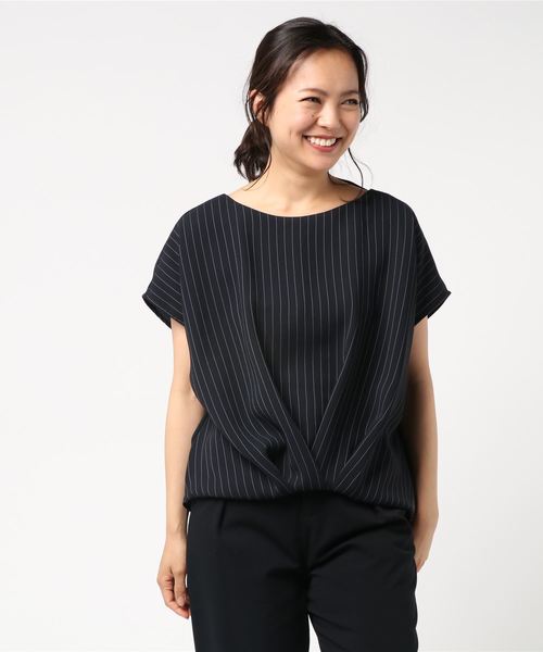 22 OCTOBRE（ヴァンドゥ－オクトーブル）の「ダブルサテンブラウス（シャツ/ブラウス・レディース・グレー/ダークネイビー・38）」の7枚目の写真