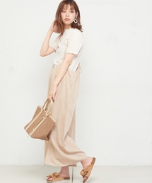 natural couture | ギャザー×後ろレースアップサロペ(ワンピース)