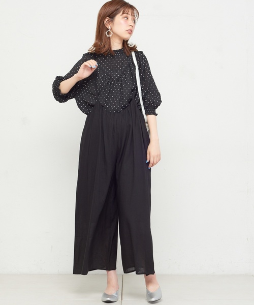 natural couture（ナチュラルクチュール）の「ギャザー×後ろレースアップサロペ（ワンピース・レディース・ブラック/ベージュ/レンガ・FREE）」の5枚目の写真