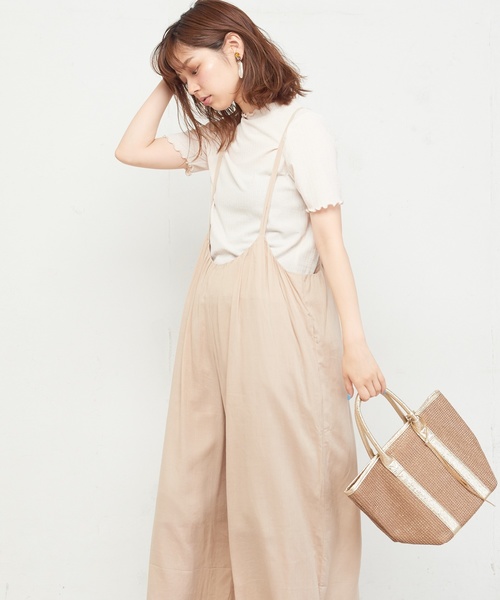 natural couture（ナチュラルクチュール）の「ギャザー×後ろレースアップサロペ（ワンピース・レディース・ブラック/ベージュ/レンガ・FREE）」の8枚目の写真