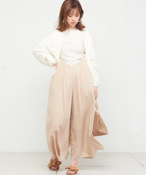 natural couture（ナチュラルクチュール）の「ギャザー×後ろレースアップサロペ（ワンピース・レディース・ブラック/ベージュ/レンガ・FREE）」の9枚目の写真