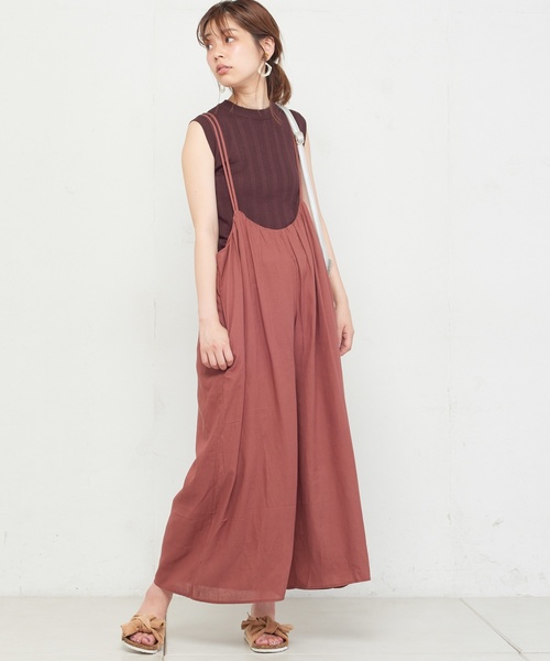 natural couture（ナチュラルクチュール）の「ギャザー×後ろレースアップサロペ（ワンピース・レディース・ブラック/ベージュ/レンガ・FREE）」の11枚目の写真