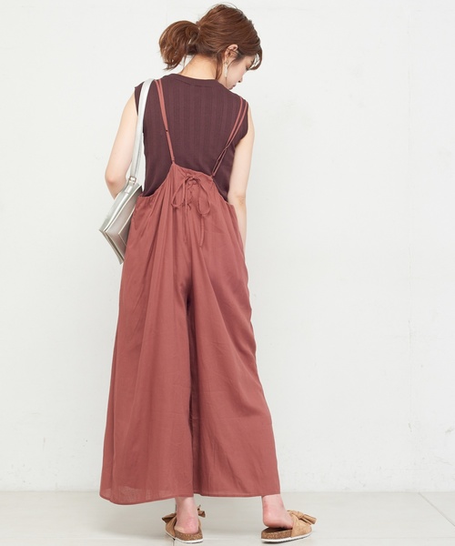 natural couture（ナチュラルクチュール）の「ギャザー×後ろレースアップサロペ（ワンピース・レディース・ブラック/ベージュ/レンガ・FREE）」の12枚目の写真