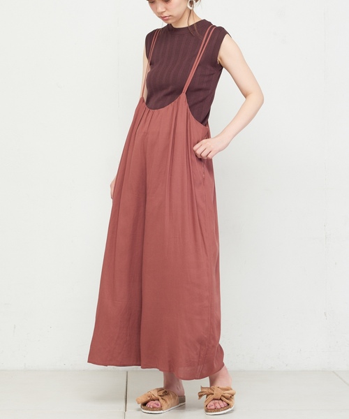 natural couture（ナチュラルクチュール）の「ギャザー×後ろレースアップサロペ（ワンピース・レディース・ブラック/ベージュ/レンガ・FREE）」の13枚目の写真